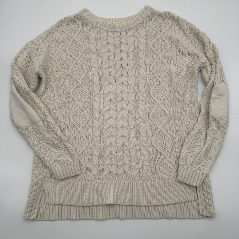 BDG Urban Outfitters Cream Cable Knit Elbow Patch Sweater Women Small Ivory